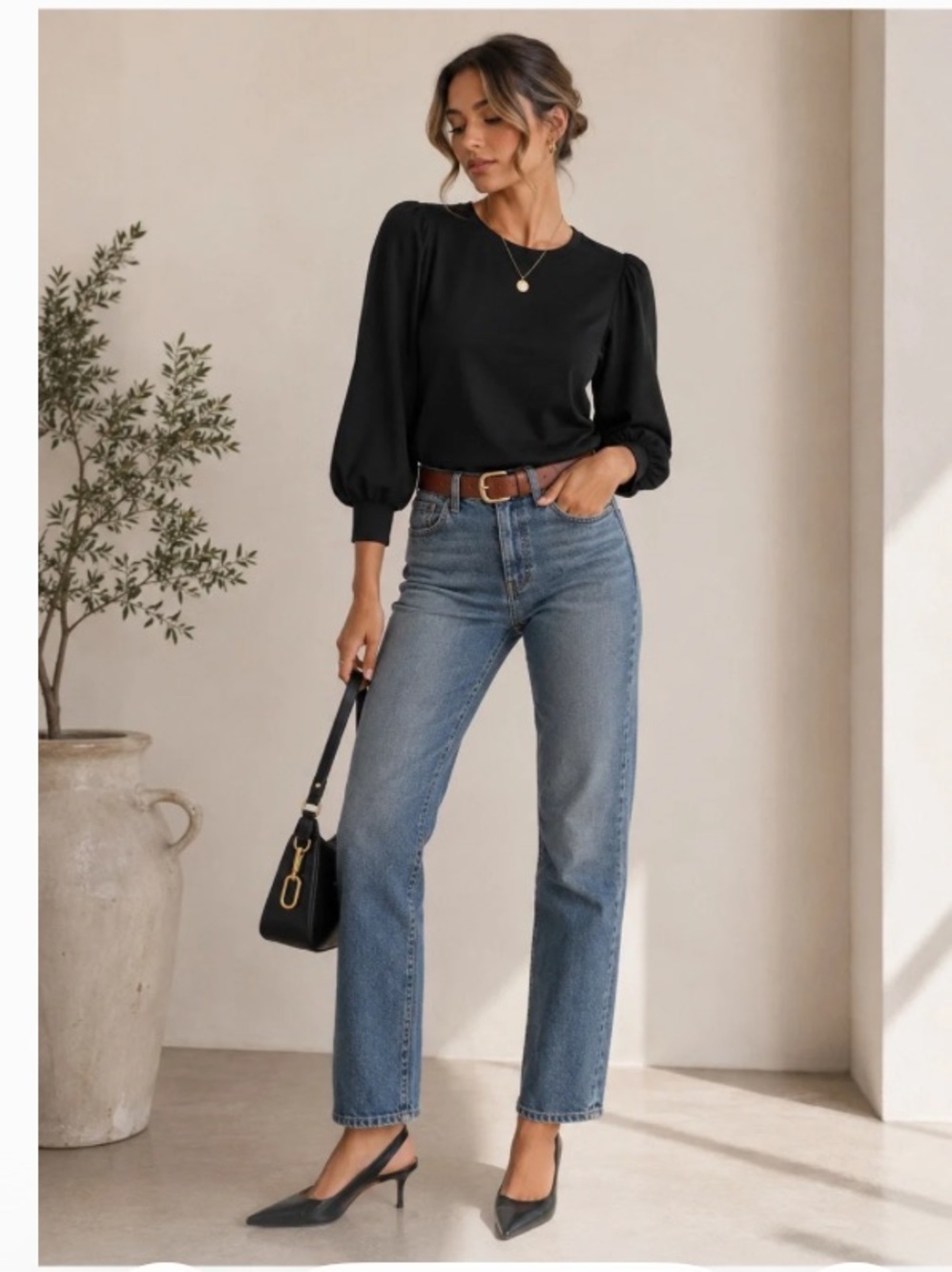 Nation Los Angeles Puff Sleeve Top